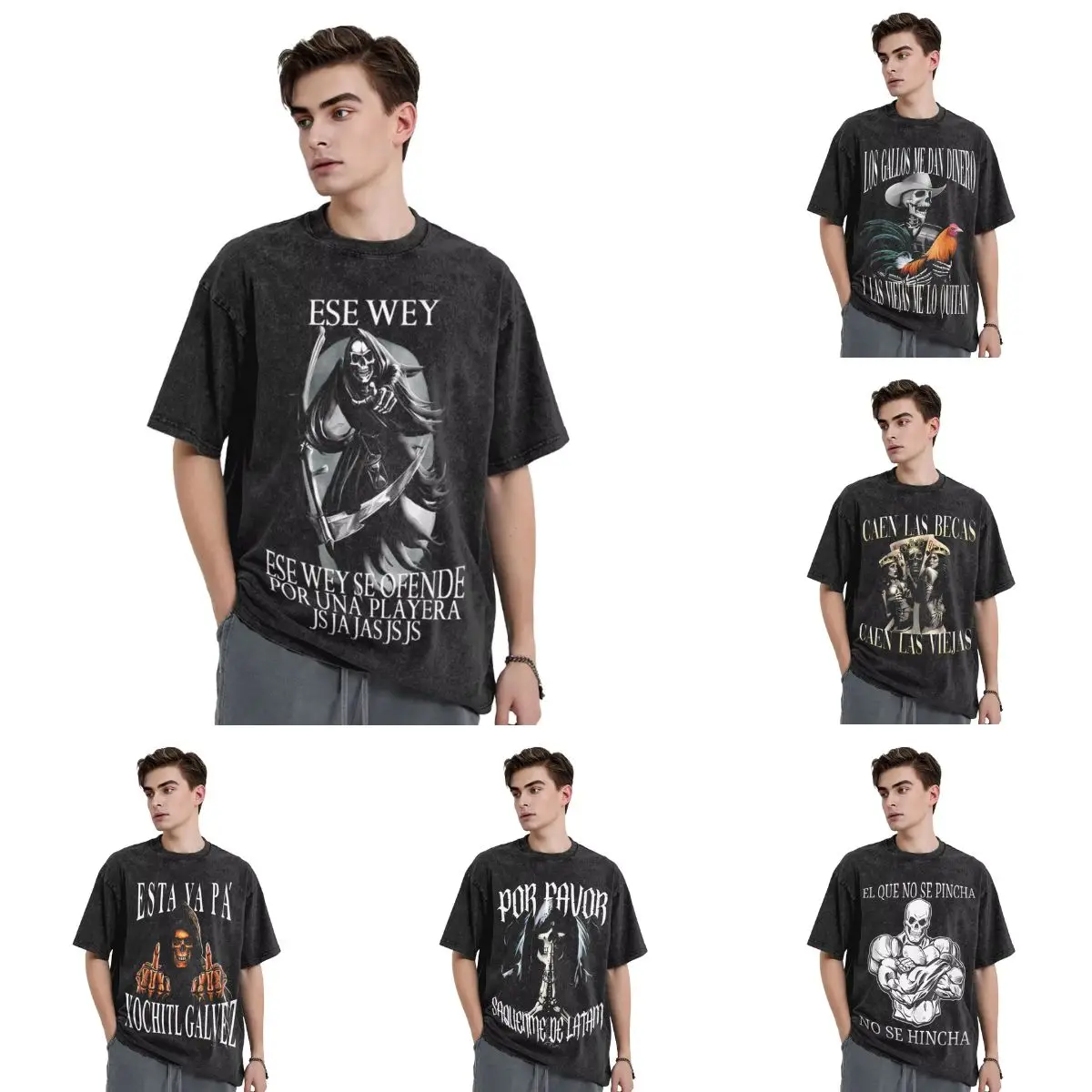 Мужские футболки Ese Wey Se Ofende Por Una Playera Jajajaj топы со скелетом ужасов летняя винтажная