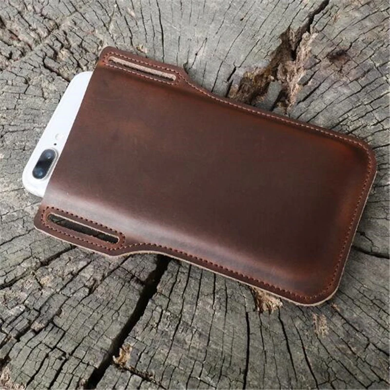 Men Phone Case Holster Cellphone Loop Holster Belt Waist Bag Props Leather Purse Phone Wallet Running Pouch Travel Camping Bags