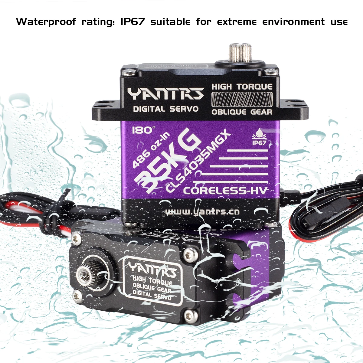 YANTRS New 35KG Coreless Servo,Steel Helical Gear 8.4V HV High Speed High Torque Waterproof Digital 180° RC Steering Gear