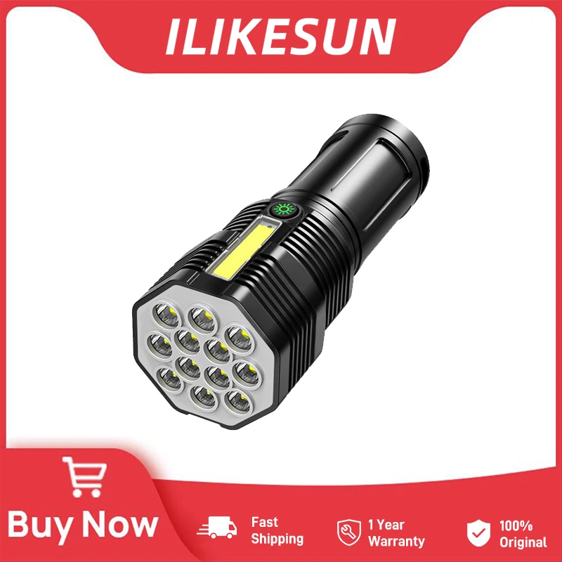

ILIKESUN Powerful LED Flashlight Tactical Torch USB Rechargeable 4 Modes Waterproof Lamp Ultra Bright Lantern Camping Fishing