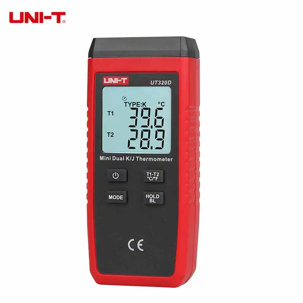 

UNI-T UT320D Thermometer Mini Contact Type Thermometer Dual-channel K/J Thermocouple Temperature Meter With LCD Backlight Meter
