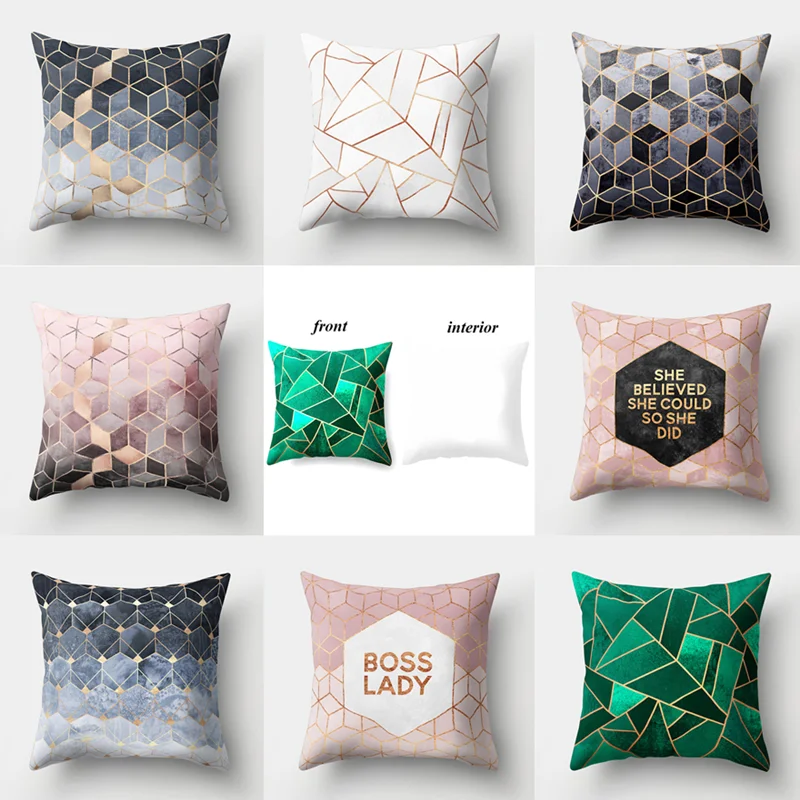 

45*45cm Sofa Throw Pillowcase Creative Peach Skin Home Office Cushion Cover Car Decorative Pillow Cover Geometric Home Textiles