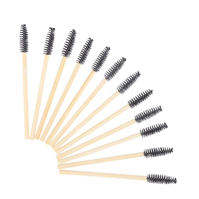 

50Pcs Bamboo Handle Eyelash Brush Makeup Brush Eyelash Extension Disposable Eyebrow Brush Mascara Applicator Makeup Tool