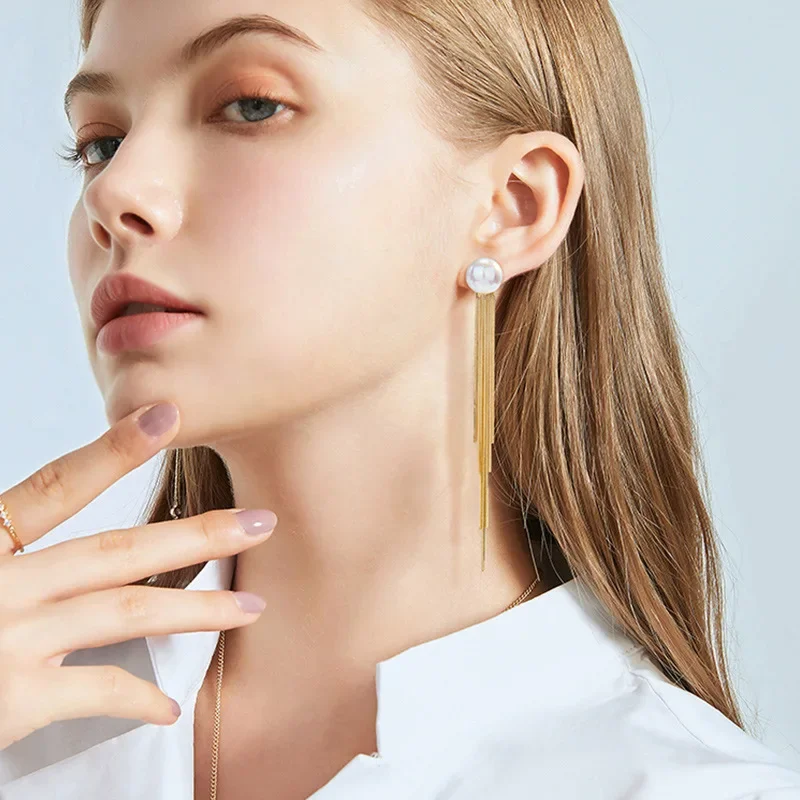 Винтажные элегантные длинные женские серьги с бахромой в корейском стиле