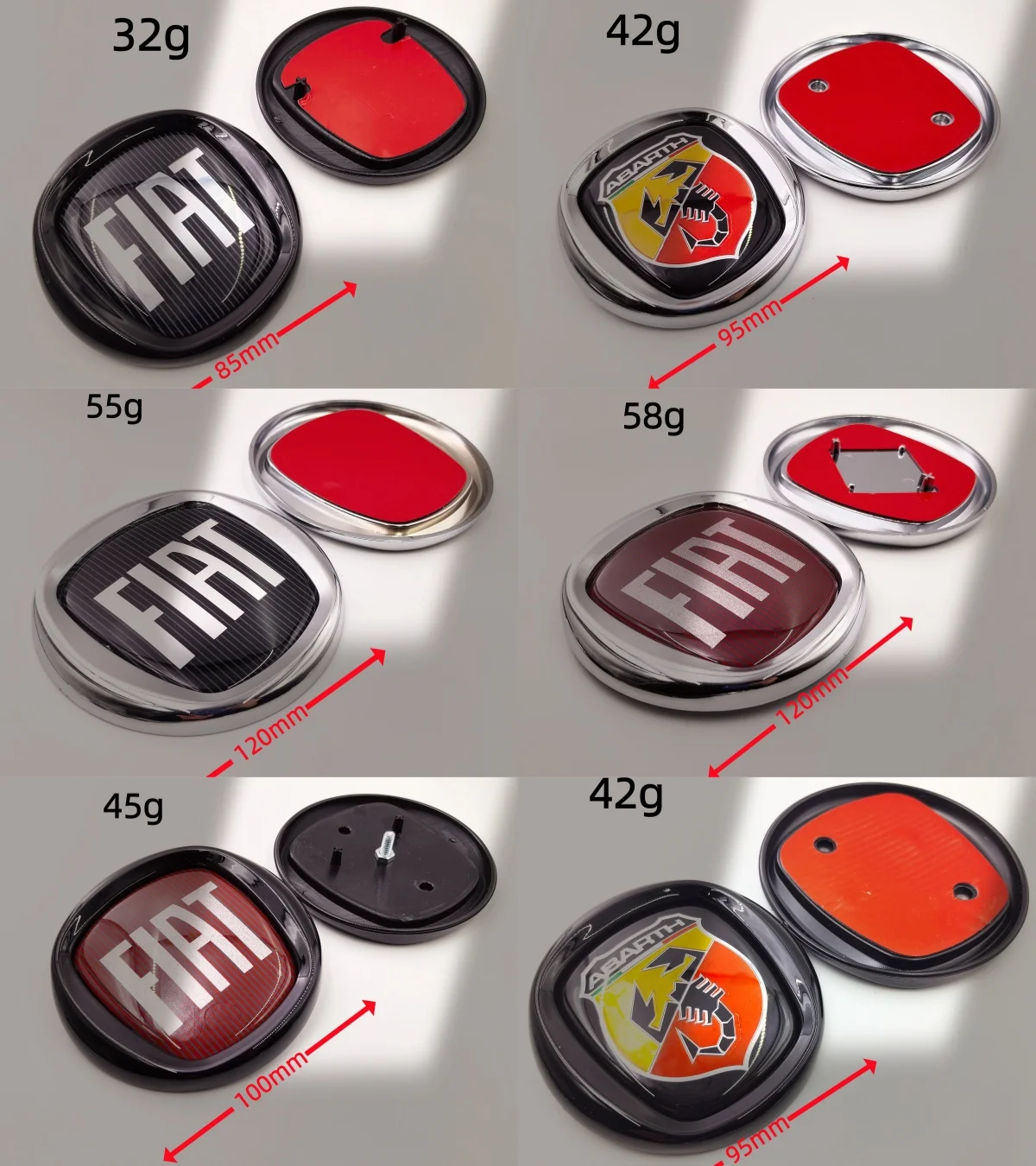 Фото Наклейка-эмблема/логотип FIAT Abarth для передней решетки капота и заднего багажника для моделей автомобилей 85/90/95/100/120 мм №2