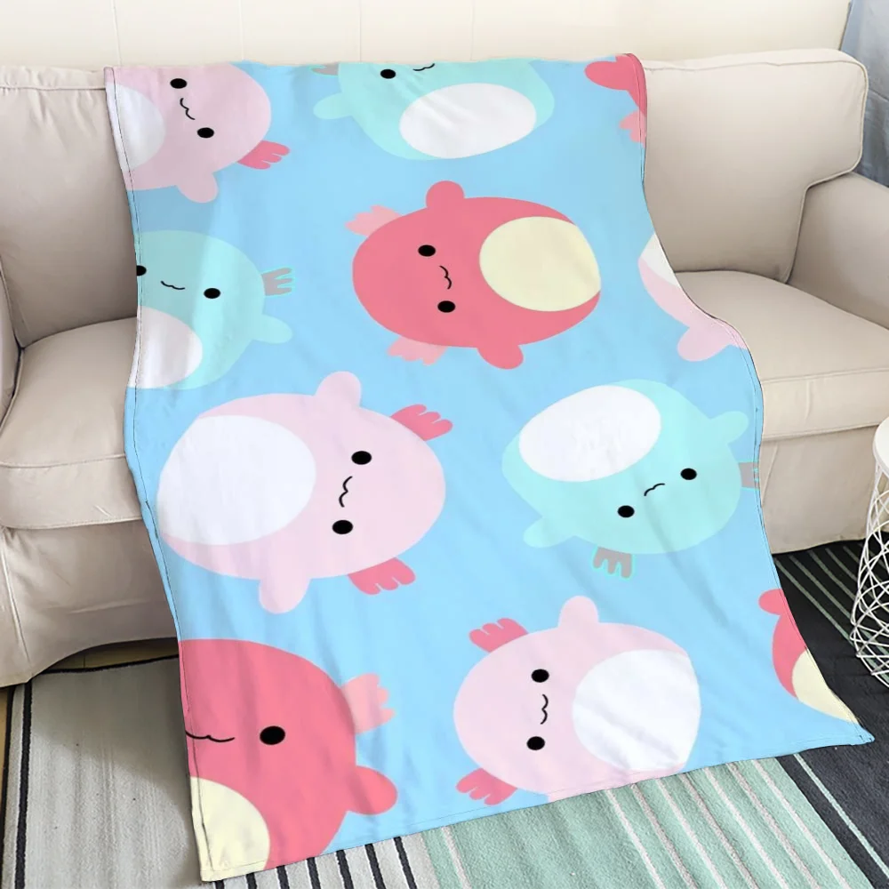 Флисовое одеяло с принтом Axolotl стеганое постельное белье из мягкой коралловой