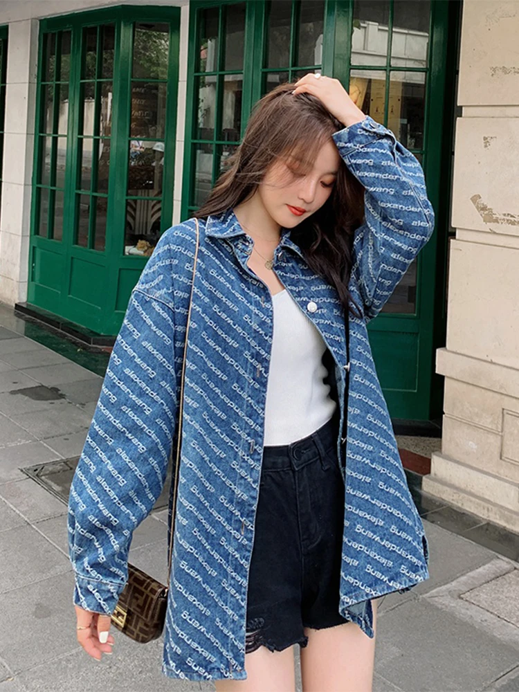 Популярное джинсовое пальто с буквенным дизайном Sense для женщин весна-осень 2024