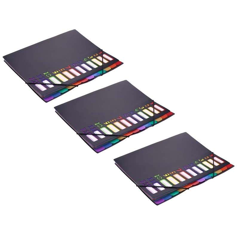 3x Расширенная папка 12 карманных букв формата а4 для сортировки бумажных