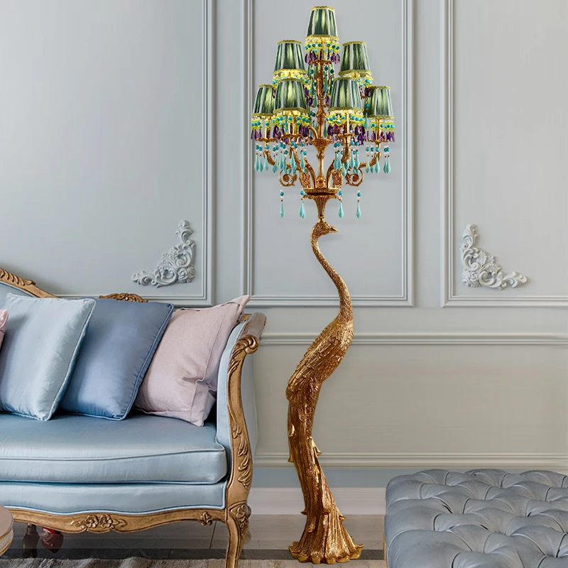 Френч-рококо латунный напольный фонарь украшение для гостиной дивана спальни