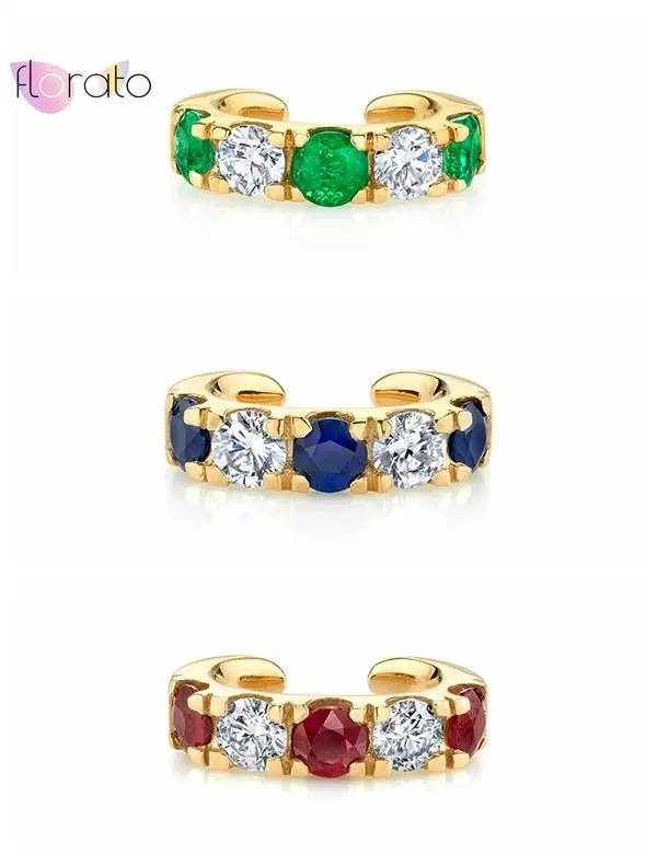 

24k Gold and Silver Plating 3 Colors Luxury Crystal Zircon Clip Earrings Simple INS C-Shaped Without Piercing Ear clip Wholesale