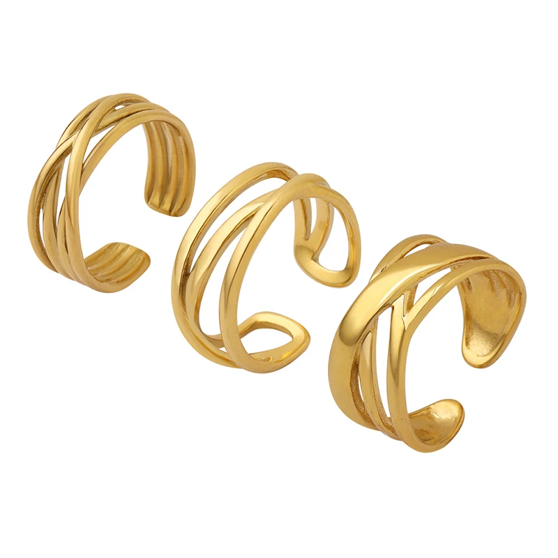 

Simple Classic C-Shaped Open Ring Elegant Gold Lady Stainless Steel Ring Accessories Lady Gift Jewelry Wholesale
