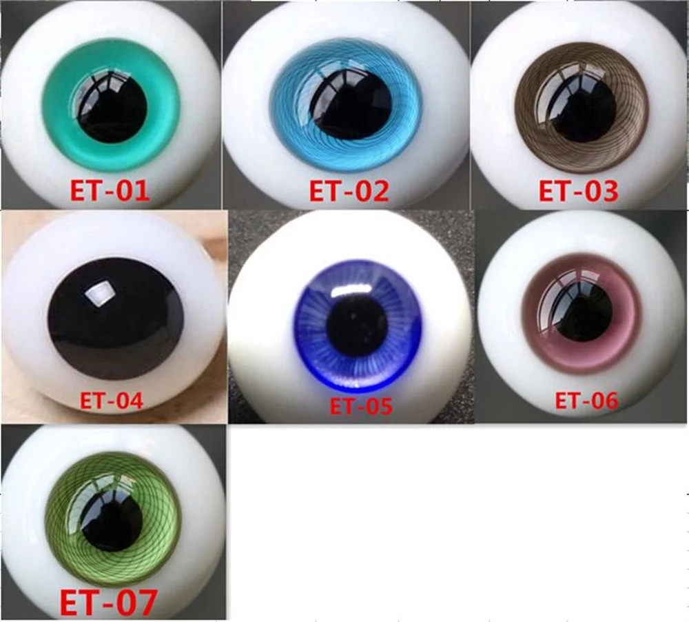 Фото Черные стеклянные глаза ET для кукол BJD 1/3, 1/4, 1/6, 1/8, 1/12, 8 мм, 10 мм, 12 мм, 14 мм, 16 мм, 18 мм, круглые глаза для кукол Реборн, бесплатная доставка №3