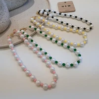 fashionable atmospheric pearl necklace rice bead interval clavicle chain spring outing all match tide necklace necklace women