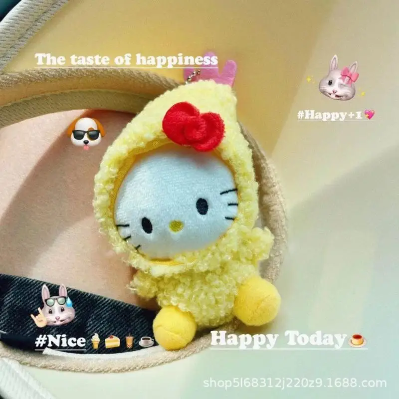Kawaii милый Санрио Hello Kitty с жареными креветками головные уборы куклы подвеска