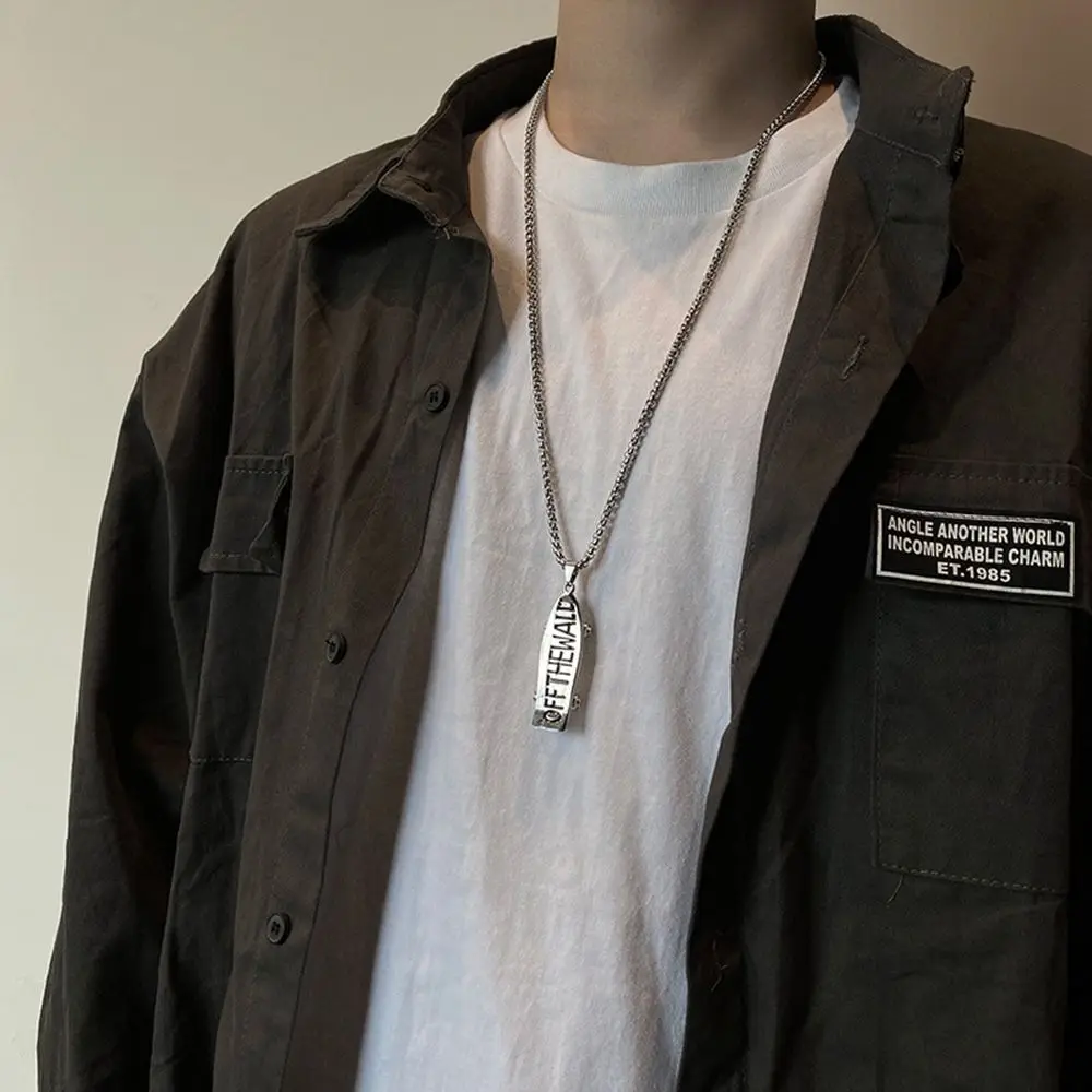 Chain Male Jewelry Titanium Steel Korean Style Necklace Men Necklace Letter Skateboard Necklace Women Clavicle Chain