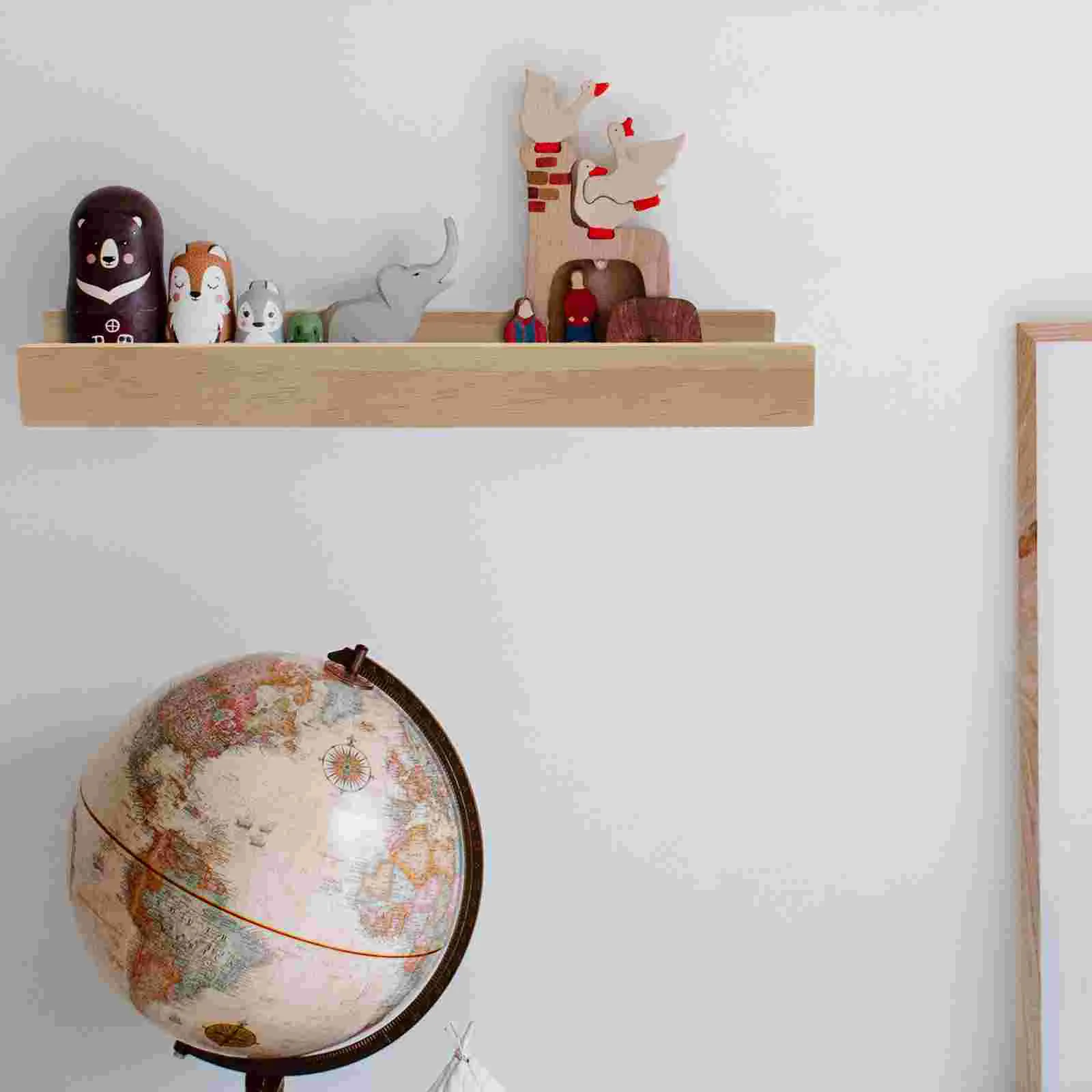 

Sturdy Wooden Floating Shelf Household Wooden Wall Shelf Simple Style Wall-mounted Shelf for Sundries