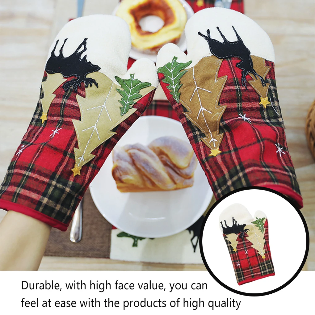 

Варежка для духовки, Рождественский Декор, перчатки с защитой от горячего воздействия, рождественские аксессуары, праздничные украшения, г...