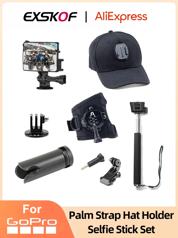 

Tripod Selfie Stick Selfie Mirror Hat Mount Bracket Palm Strap Adapter Base Set For GoPro Hero 11 10 9 SJCAM AKASO EKEN DJI YI