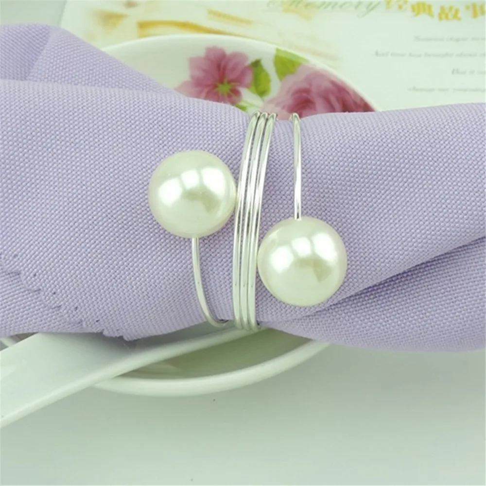 Новое жемчужное Золотое и Серебряное кольцо для салфеток цветное украшение