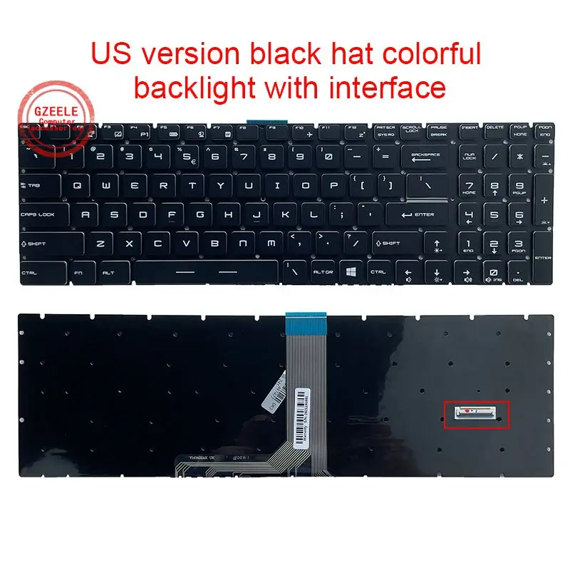 Полноцветная английская клавиатура с RGB подсветкой US/RU Per-key для MSI GE63 GE73 GS73 Raider 8RE 8RF