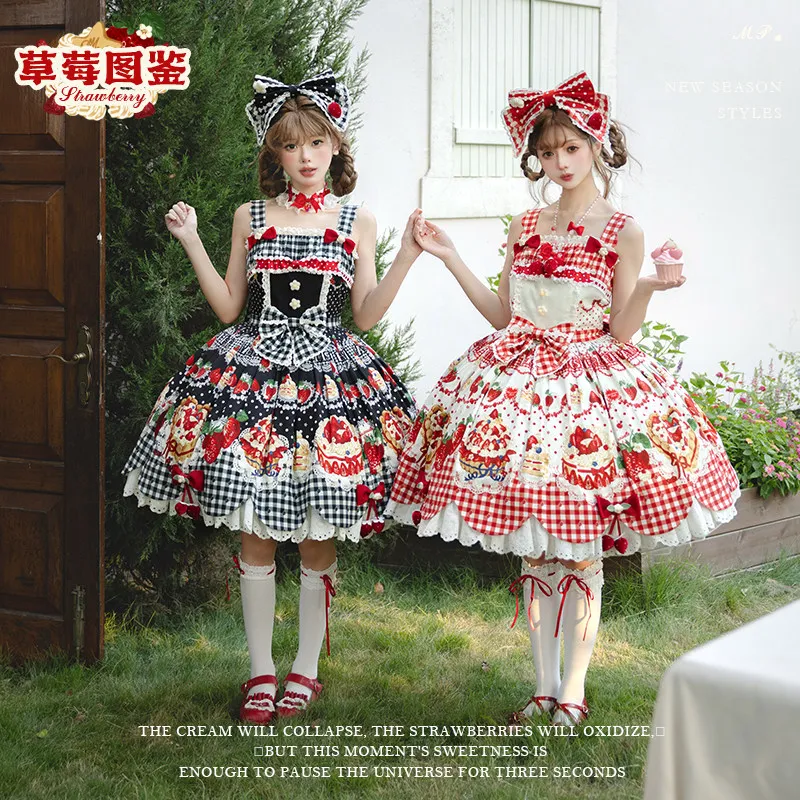 Фото Платье JSK из хлопка в стиле Sweet Lolita с принтом «Клубничный торт» от Mademoiselle Pearl. ПРЕДЗАКАЗ / 4 месяца. №3