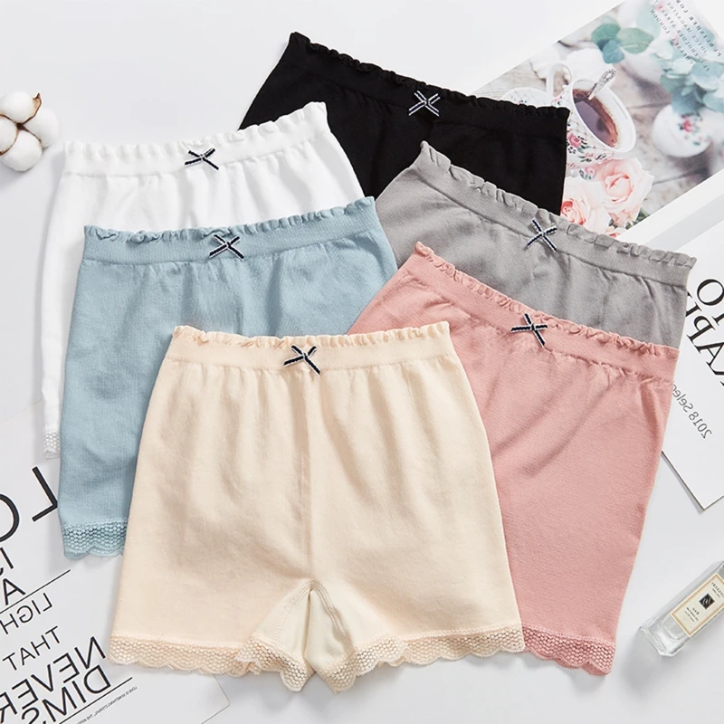 

Женские трусы-боксеры, Однотонные эластичные короткие леггинсы со средней посадкой и бантом, дышащее нижнее белье для повседневного ношени...