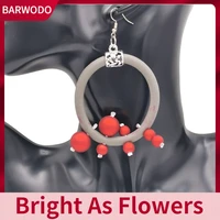 barwodo red pearl drop earrings for women designer luxury rubber jewelry korean fashion big hoop ear statement dangle earrings