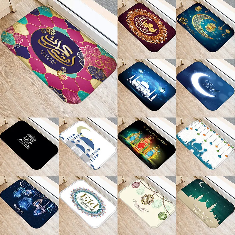 

Молитвенный коврик со звездами и Полумесяцами для входа в ванну, коврик для дверей, нескользящий коралловый бархатный ковер для спальни, ко...