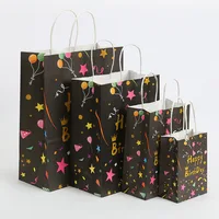 4 Colors Happy Birthday Gift Bag New Fashion Small Craft Tote Bag Cartoon Star Kids' Birthday Surprise Gifts Bags with Handle