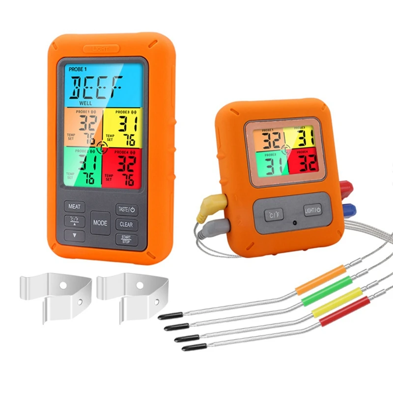 

Wireless Meat Thermometer, Upgraded Digital Food Thermometer For Cooking With 4 Temperature Probes, For Steak Oven ,BBQ