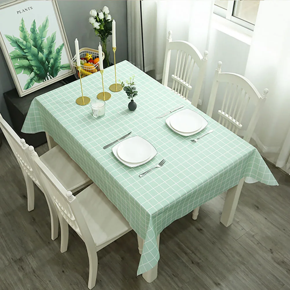 

Waterproof and Oil-proof Tablecloth with Simple Checkered Pattern 137 90cm PVC Wash-free Home Furnishing for Stand Table Home Ac