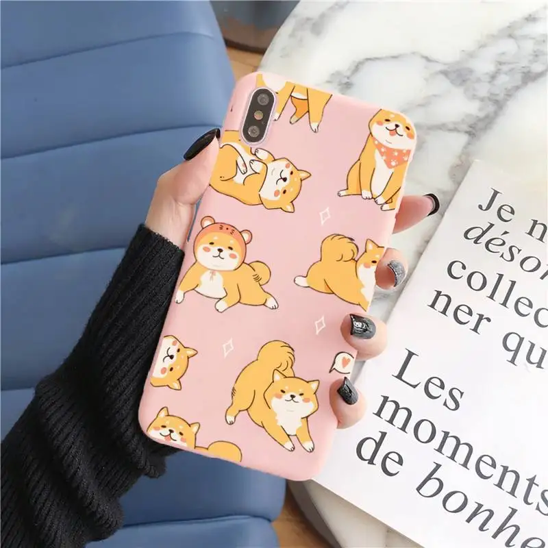 Мягкий однотонный чехол FHNBLJ с собакой Шиба-ину для iphone 11 12 13 mini pro max 7 8 plus 6 6s x xs xr Capa