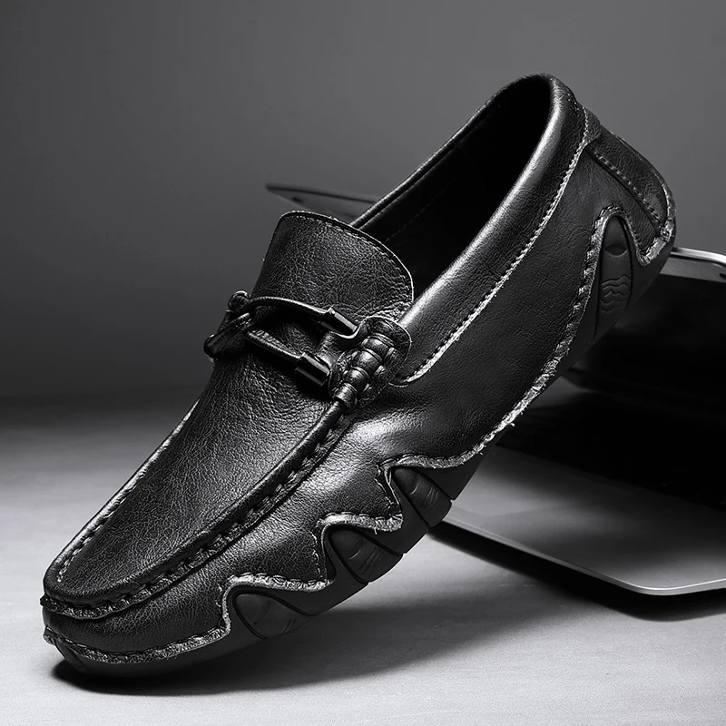 

Classic Men's Casual Shoes Genuine Leather Soft Rubber Men Loafers Comfortable Driving Flats Leisure Walking Shoe