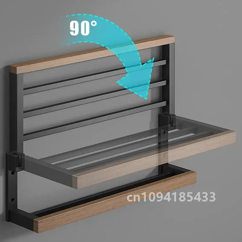 Полка для оборудования ванной комнаты черные деревянные аксессуары настенная