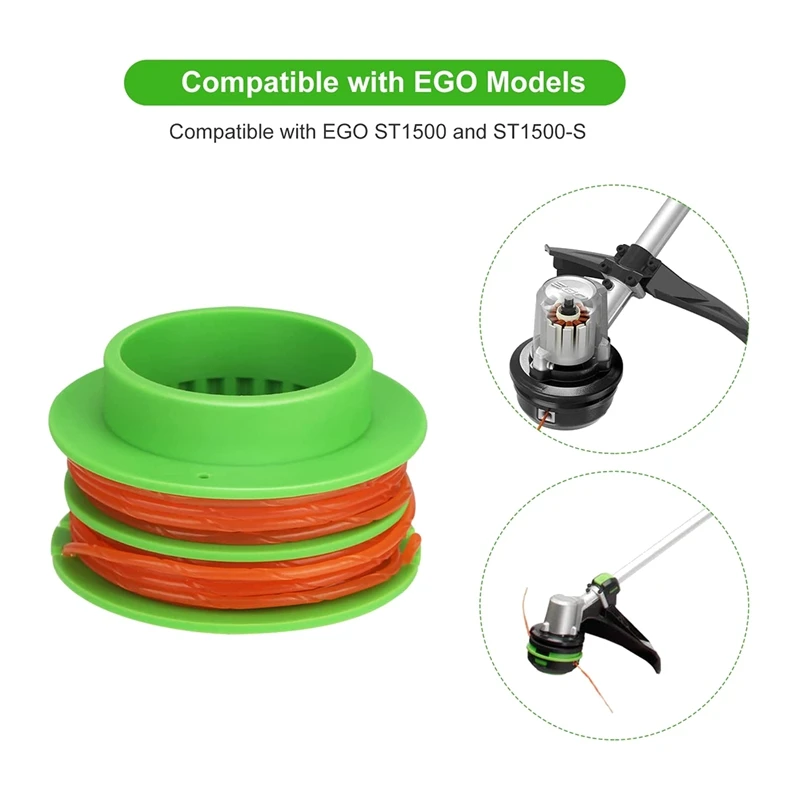 

AS1300 String Trimmer Spool For EGO 15Inch ST1500 ST1500-S 0.095 Inch Weed Eater Auto-Feed Twist Dual Line 3 Pcs