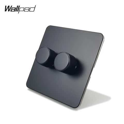 Seinavalgustusega dimmerlüliti, 1-100W LED-iga ühilduv, EL seina pistikupesa, matt must roostevabast terasest paneel, H6 taustapood, kahesuunaline juhtimine