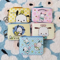 sanrio anime pochacco loose wallet id set student meal card subway access card anti lost card set key chain coin purse