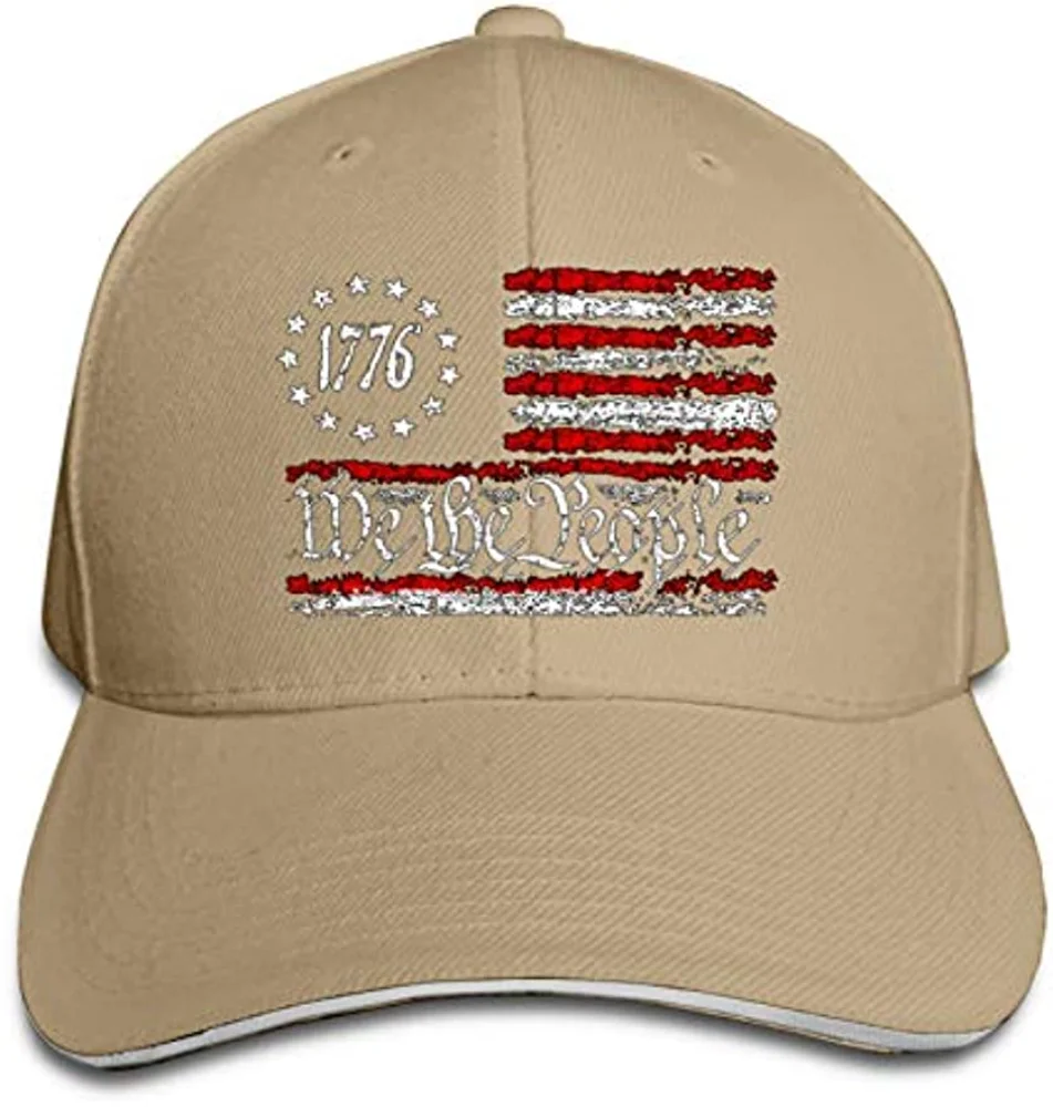 

We The People 1776 Vintage USA Flag2 Baseball Cap Adjustable Sandwich Cap Sandwich Cap Dad Hat