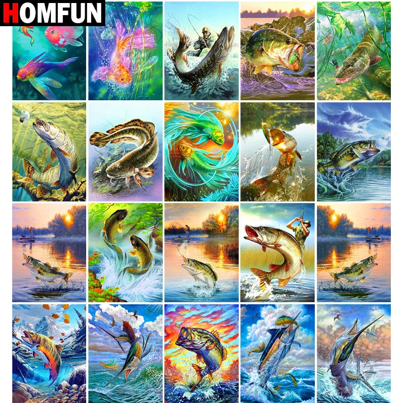 

Набор для алмазной вышивки «рыба закат» HOMFUN, картина из квадратных и круглых страз 5D «сделай сам», вышивка крестиком, домашний декор, подаро...