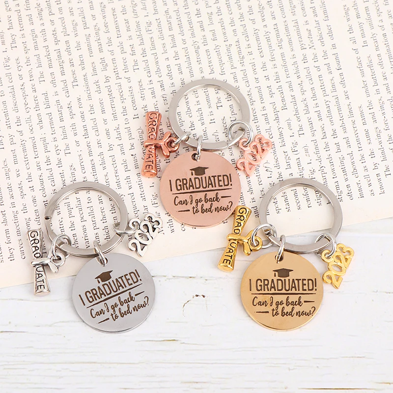 

1Pc 2023 Graduation Season Key Chain Pendant I GRADUATED Stainless Steel Key Chain Lettering Graduation Season Gift
