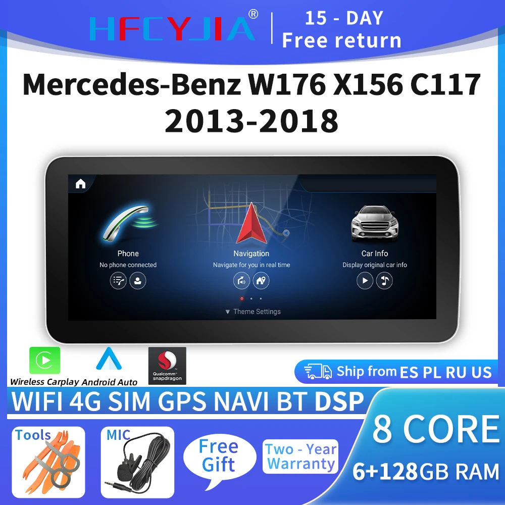 

8-ядерный процессор Snapdragon Android 10 Автомобильный GPS-навигатор для Mercedes Benz A GLA CLA W176 C117 X156 WIFI 4G 4 + 64 Гб Carplay DSP
