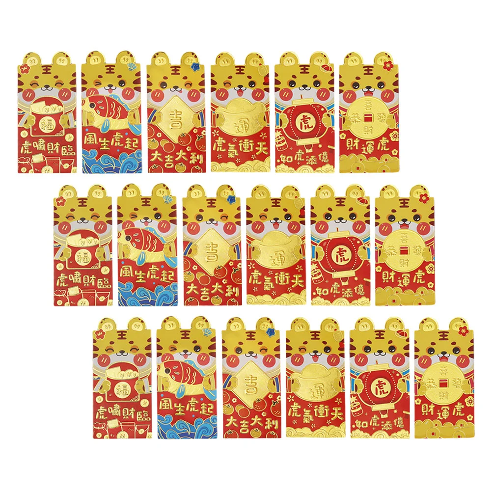 

36Pcs Year of Tiger Red Packets 2022 Tiger Red Packets Cartoon Red Packets