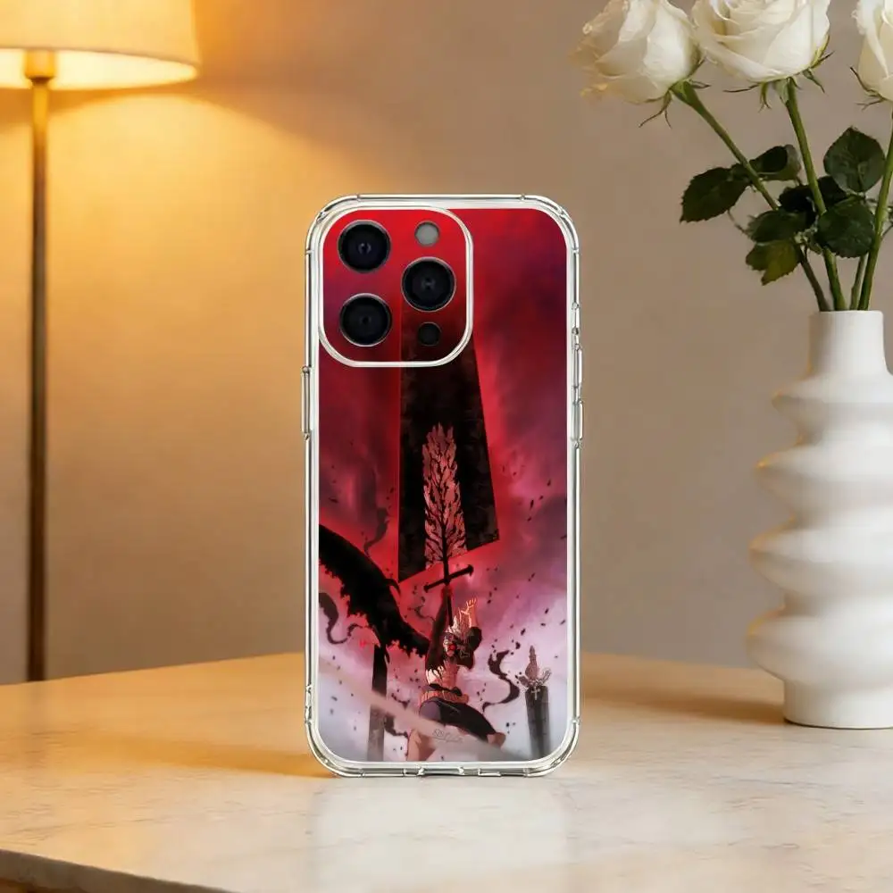 Фото Горячая новинка: Прозрачный чехол для iPhone 17, 16, 15, 14, 13, 12, 11 Mini, Pro, Max, Plus с дизайном Black Clover (аниме) №5