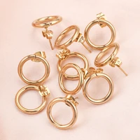 10pcs 14mm gold stainless steel earrings findings diy round post connectors with plated for jewelry supplies making wholesale