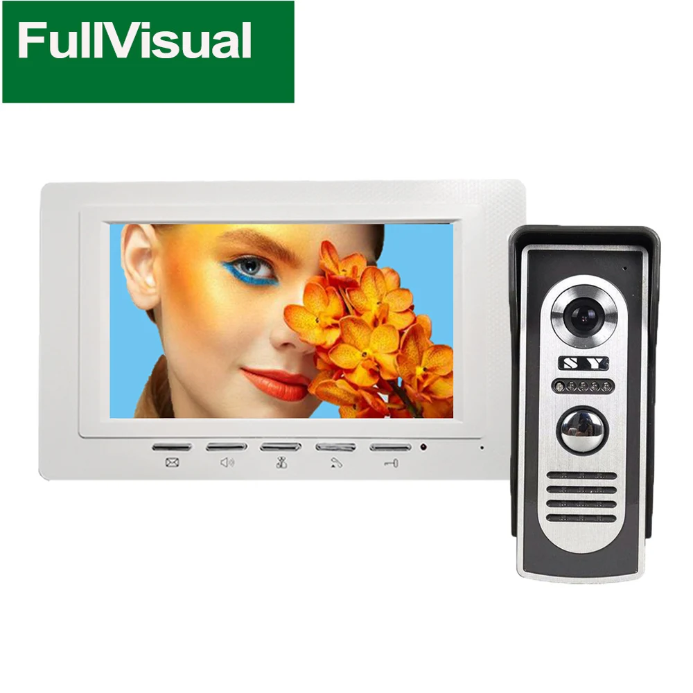 Fullvisual 7 Inch Wired Video Door Phone Home Intercom System for Villa 1200TVL Doorbell with Camera Door Unlock Night Vision