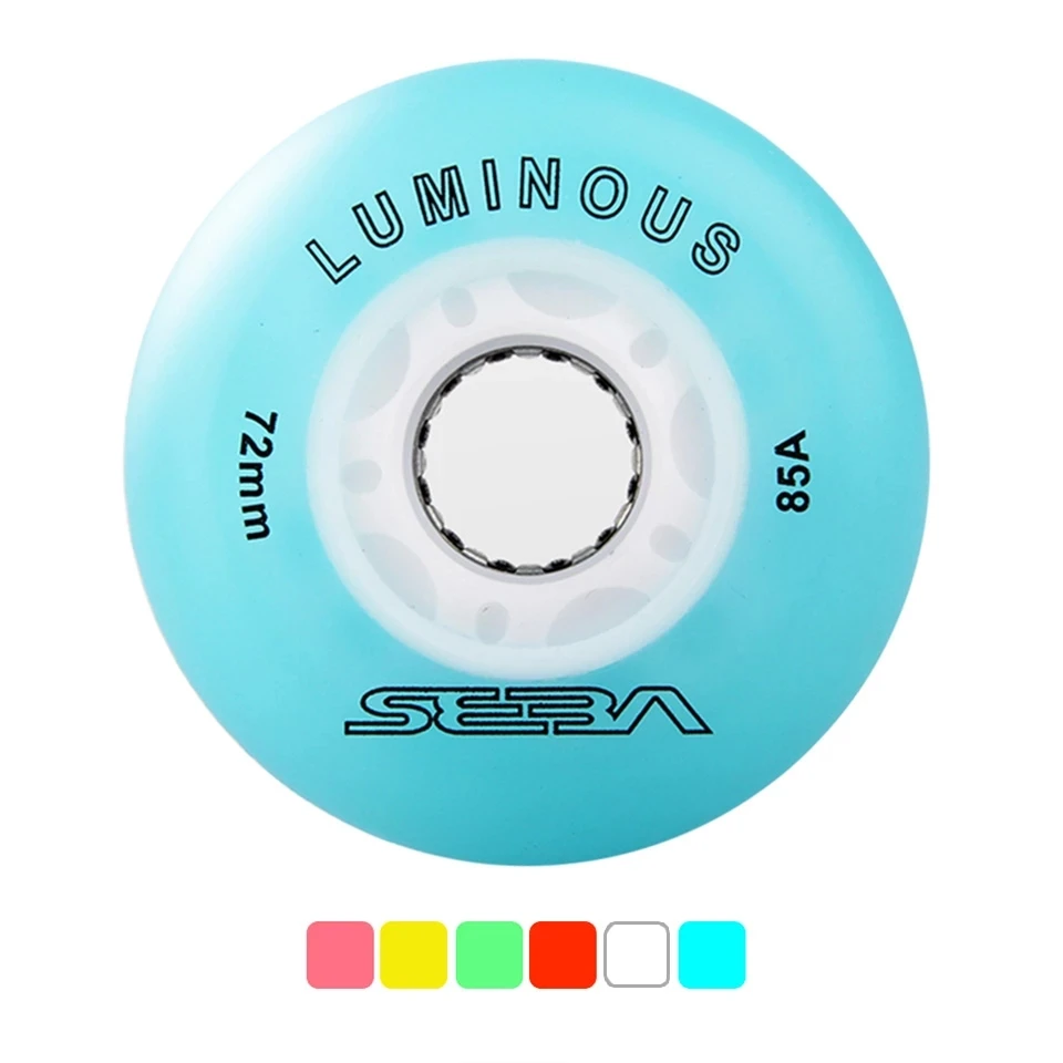 100% Original SEBA LUMINOUS Flashing Inline Skate Wheels LED Lighting Slalom Sliding Rollers 85A 72 76 80 mm Patines Tires