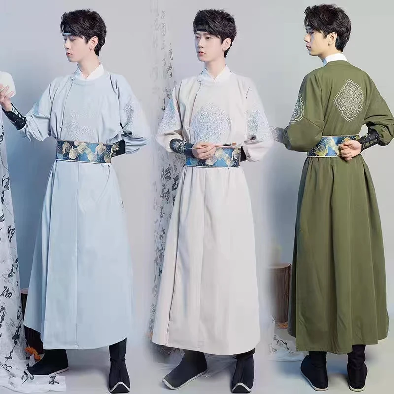 Moda Tang Ming Dynasty Hanfu hombre moderno China tradicional bordado Unisex mujeres hombres cuello redondo bata China