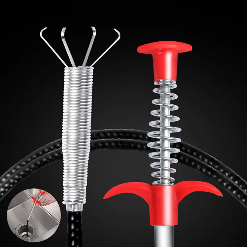 

Metal Wire Drain Cleaner 23.6 Inch Spring Pipe Dredge Clog Remover Cleaning Tools For Home Kitchen Sink