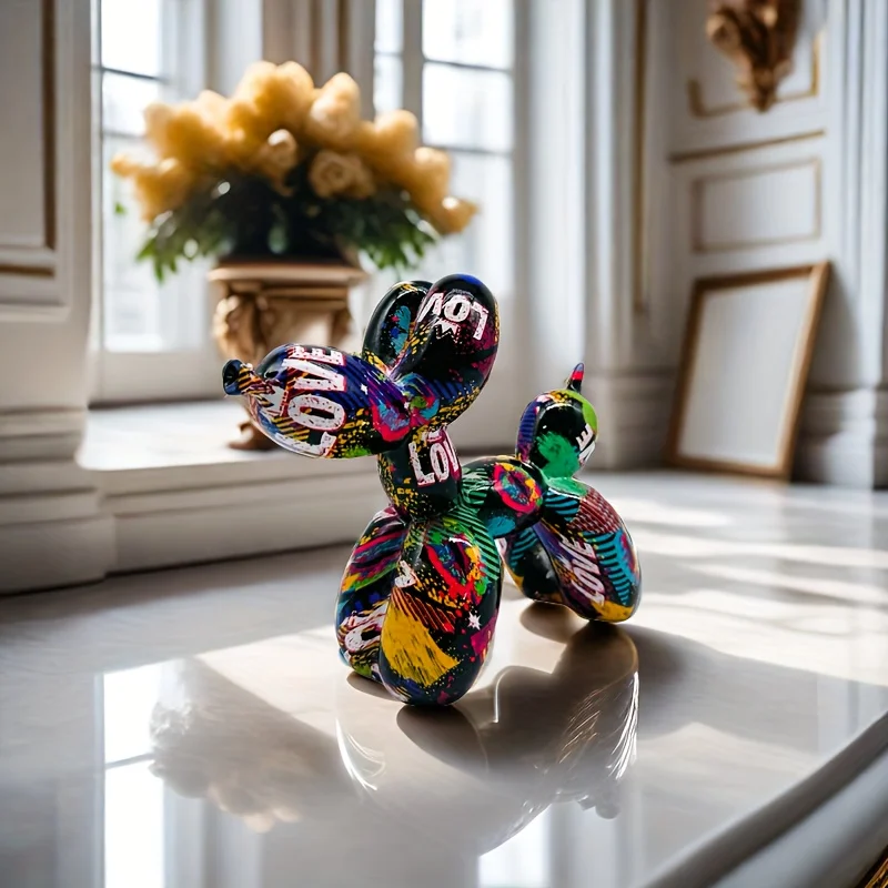 

Статуя собаки из воздушного шара LOVE из смолы, художественный декор в стиле хип-хоп, тема животного с алфавитом, украшение для дома и улицы на День святого Валентина и матери