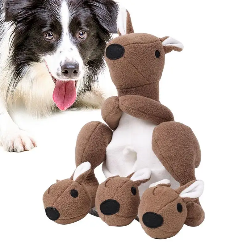 

Dog Snuffle Doll Cute Kangaroo Shape Interactive Squeaky Plush Chew Dog Puzzle Toy Sniffing Rug Outdoor Home Pets Accessories